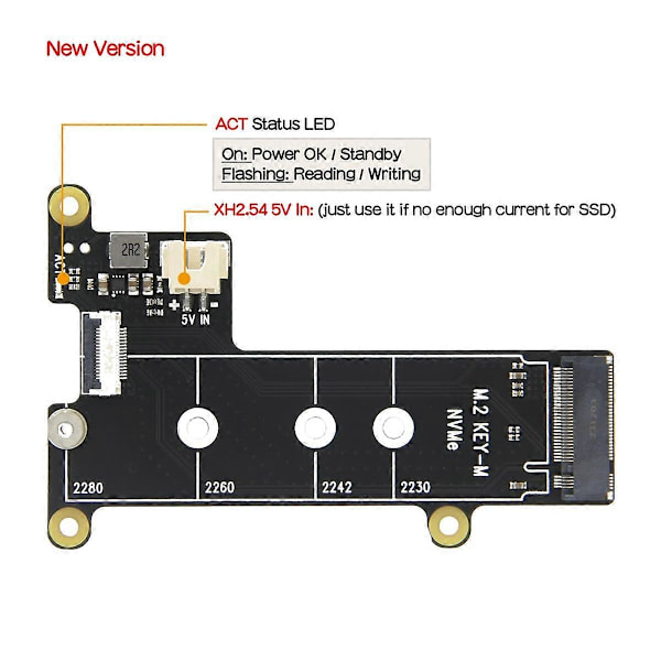 X1001 M.2 NVMe SSD Shield PCIe Peripheral Board för Raspberry Pi 5