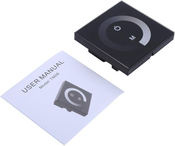 Tch DC12-24V LED Dimmer Touch Panel Switch Controller för enfärgad LED-ljuslist med väggfäste (svart)