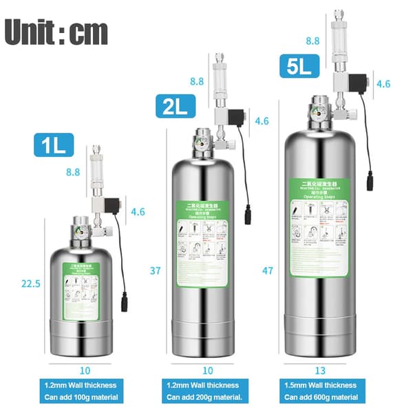 5L Dubbel Akvarium CO2 Generator System Kit CO2 Cylinder Generator System med Magnetventil Bubbel Diffusor Koldioxid