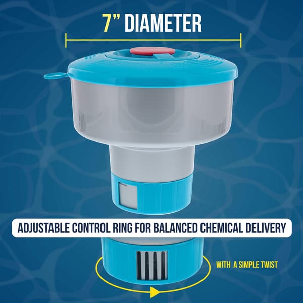 U.S. Pool Supply Klorflöte med Pop-Up Påfyllningsindikator - Rymmer 3\" Tabletter, 7\" Diameter, Justerbart Flöde