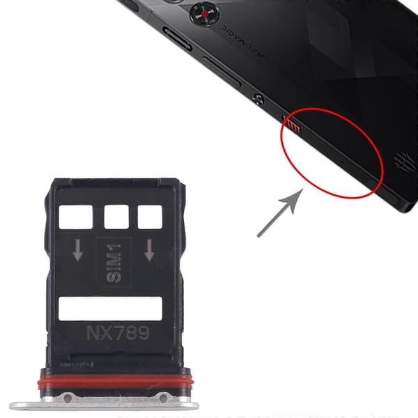 För ZTE nubia RedMagic 10 Pro SIM + SIM-kortsfack (Silver)