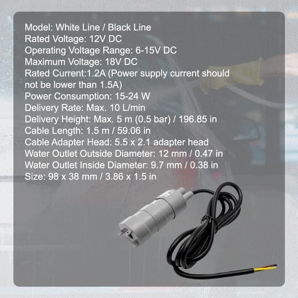 Vattenpump 12V valpump Högflödes Truma Vattenpump Dränkbar Pump för Husbil Husvagn Trädgårdsfontän DC Borste Svart