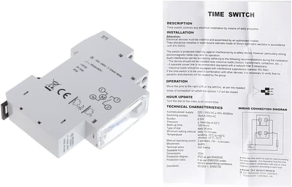 110-240V 16A DIN-skena timerrelä mekanisk 24 timmar programmerbar