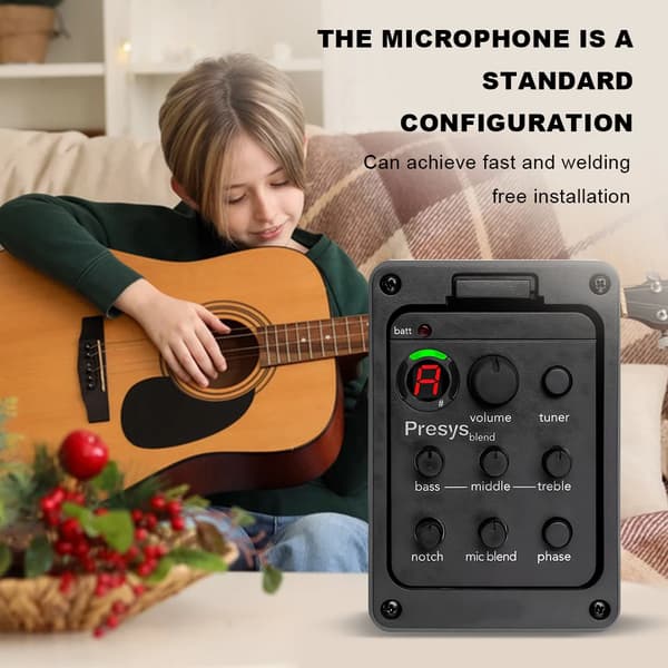 Plast 301 Gitarr Pickup EQ Equalizer med Stämapparat Presys Piezo Pickup Gitarr Blend Förförstärkare Gitarr Ljudhål EQ Delar Tillbehör