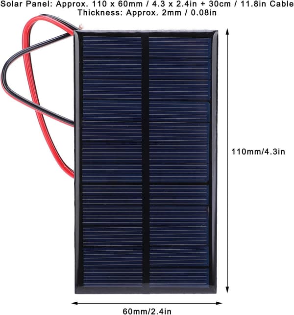 DEWIN Solpanel 3 st DC 6V 1W Solpanel Cell Strömmodul med 30 cm Kabel