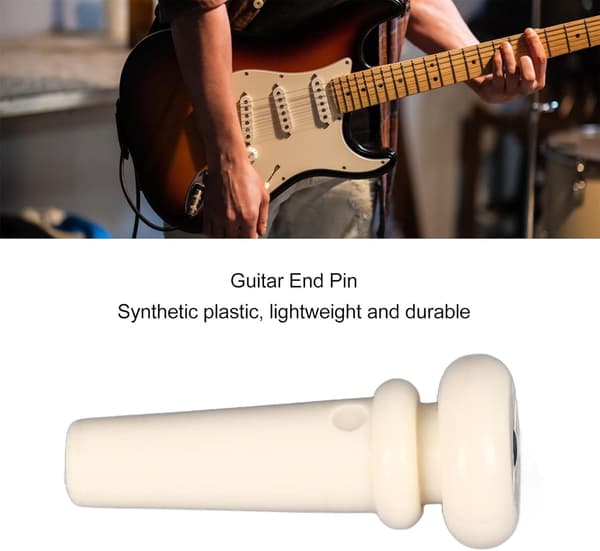 Akustisk gitarr ändstift plast gitarr ändstift knapp ersättningsknapp för remfästning (vit)