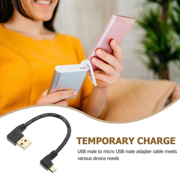 Micro USB-laddningskabel för dataöverföring 6 st Högervinkeldesign Svart