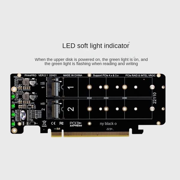 Dubbelsidig 4-diskars NVME-kort PCIeX16 till M2 M-Key NVMEx4SSD 2U Server Array Expansion Adapter Split Card