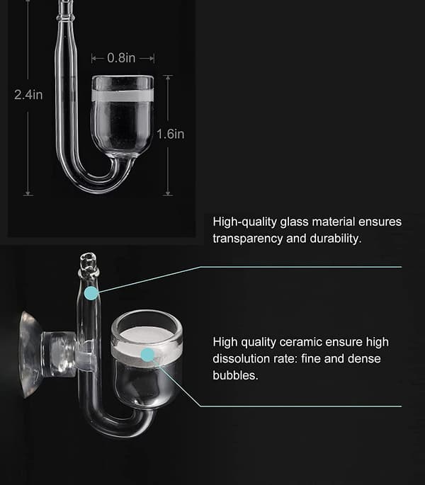 2 st Pollen Glas CO2 Diffusor med Bubbelräknare för Akvarieväxttank
