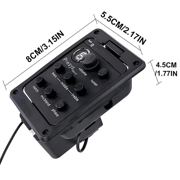 Plast 301 Gitarr Pickup EQ Equalizer med Stämapparat Presys Piezo Pickup Gitarr Blend Förförstärkare Gitarr Ljudhål EQ Delar Tillbehör