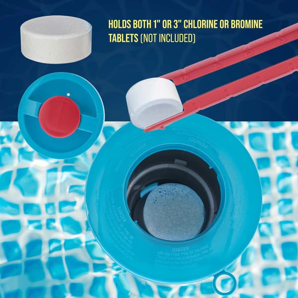 U.S. Pool Supply Klorflöte med Pop-Up Påfyllningsindikator - Rymmer 3\" Tabletter, 7\" Diameter, Justerbart Flöde