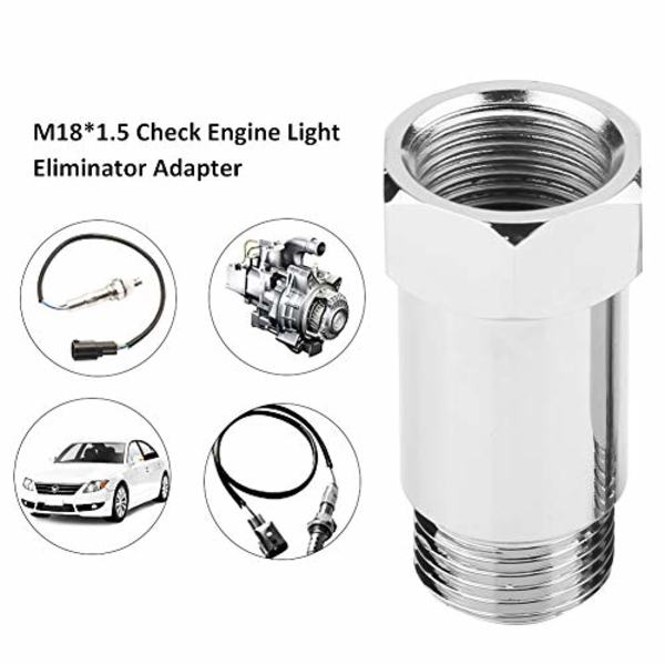 2st O2 Sensor Spacer Universal 45mm M18*15 Check Engine Light Eliminator Adapter O2 Syresensor Spacer Extender Adapter Silver