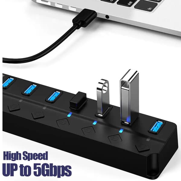 USB 20 HUB USB 30 strömadapter Multi USB-portar strömadapterförlängare USB Multi Port Splitter med omkopplare för bärbar dator