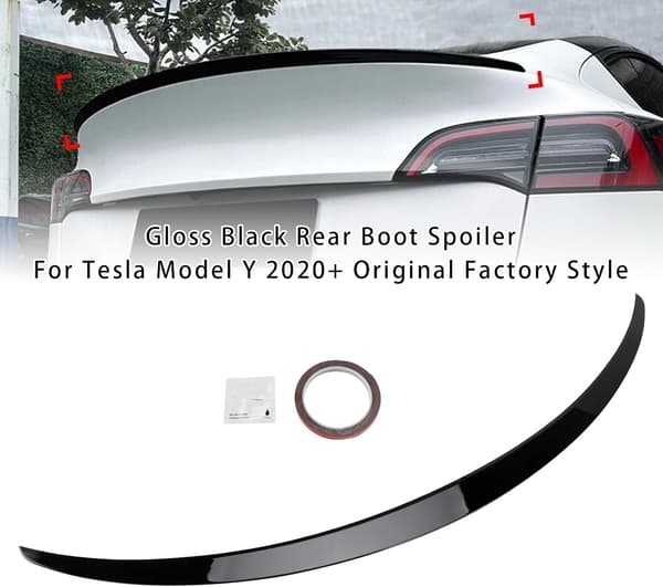 Glanssvart bakluckespoiler för Tesla Model Y + Original fabriksstil
