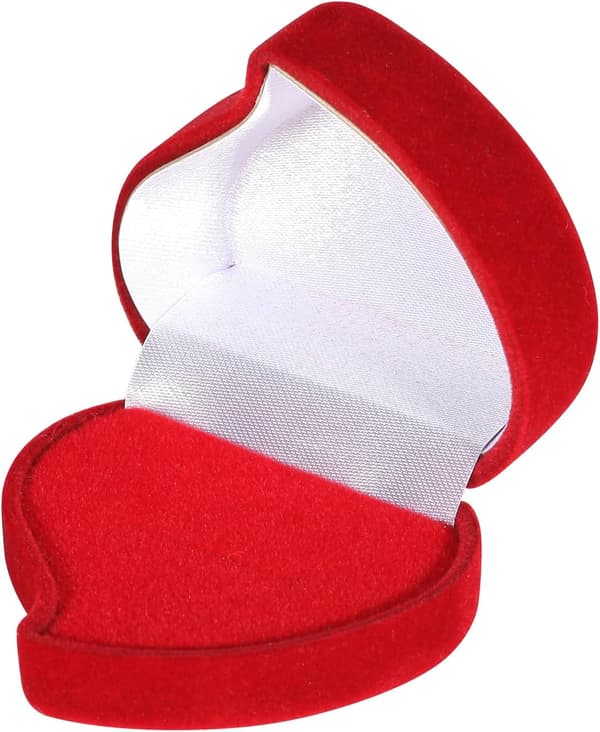 2-pack hjärtformad röd rosettringask, örhängesask, presentask för örhängen, ringfodral