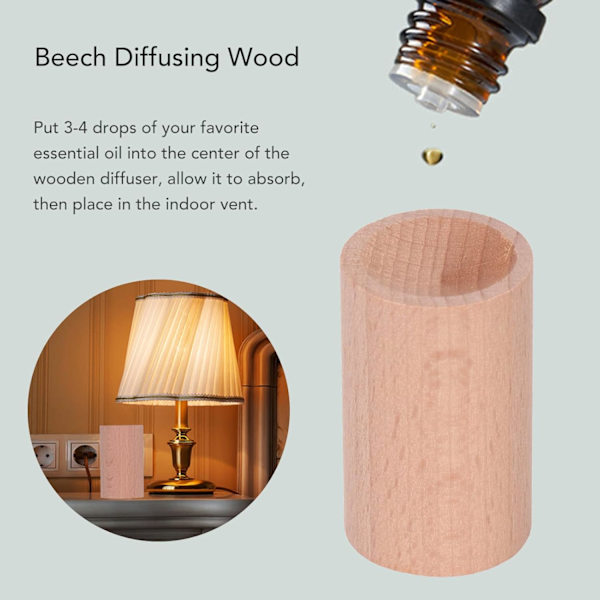 KooingTech 15 st trä eterisk olja diffusor rund diffusor trä cylindrisk form bok trä diffusor för hemkontor bil