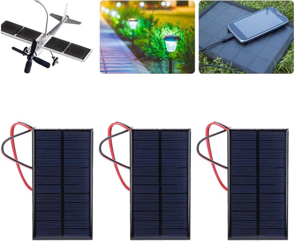 DEWIN Solpanel 3 st DC 6V 1W Solpanel Cell Strömmodul med 30 cm Kabel