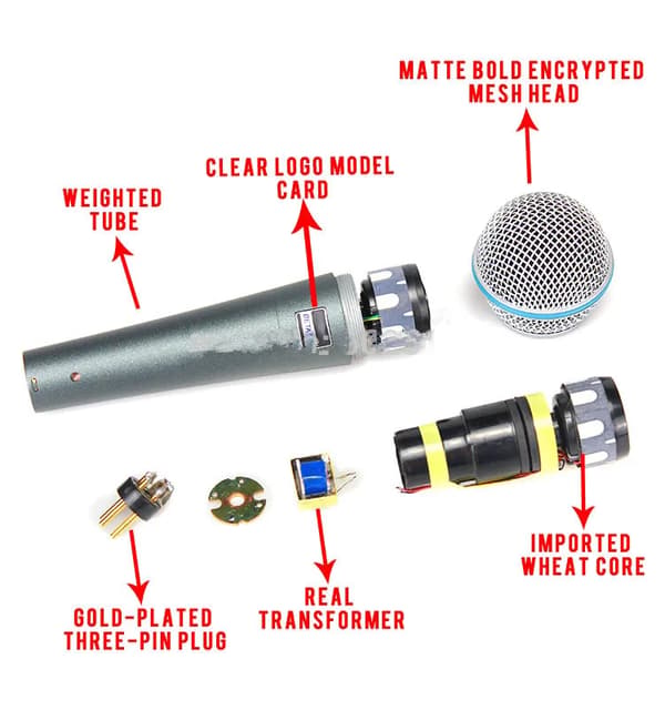 transformator! BT58A Professionell Handhållen Dynamisk Mikrofon För BETA 58A Kyrka Undervisning Karaoke System Sång Spel