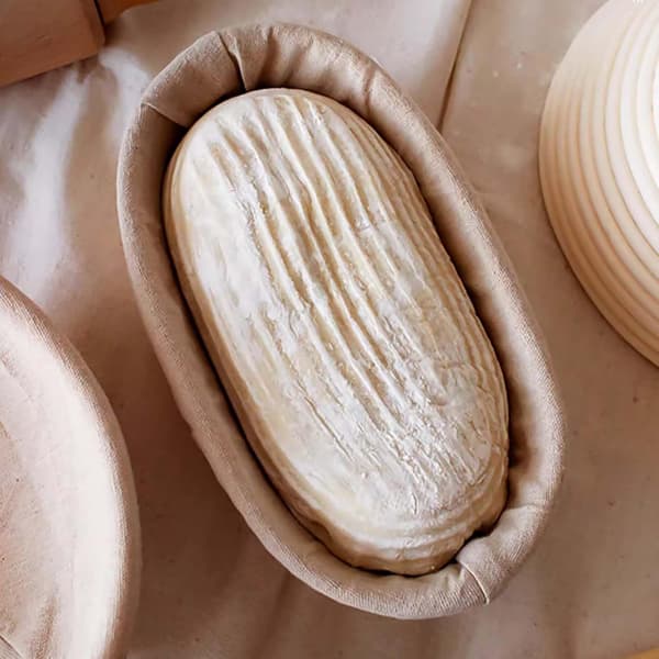 Linnefoderduk (2 st), Oval bagarlinneduk med elastisk midja, Linneduk för jäskorgar, Tillbehör för brödbakare