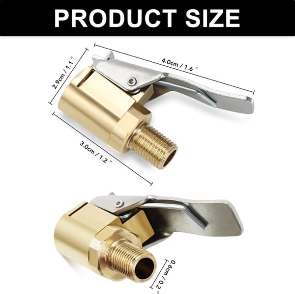 2 st däckventiladapter - däckpumpadapter - däckpåfyllningsslang - mässingsluftchuckklämma för bil lastbil - 8 mm