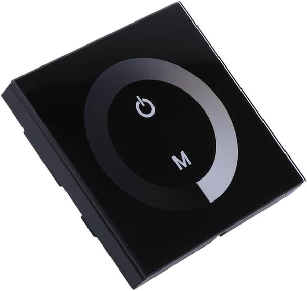 Tch DC12-24V LED Dimmer Touch Panel Switch Controller för enfärgad LED-ljuslist med väggfäste (svart)