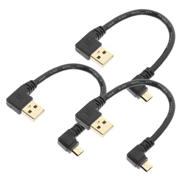 Micro USB-laddningskabel för dataöverföring 6 st Högervinkeldesign Svart