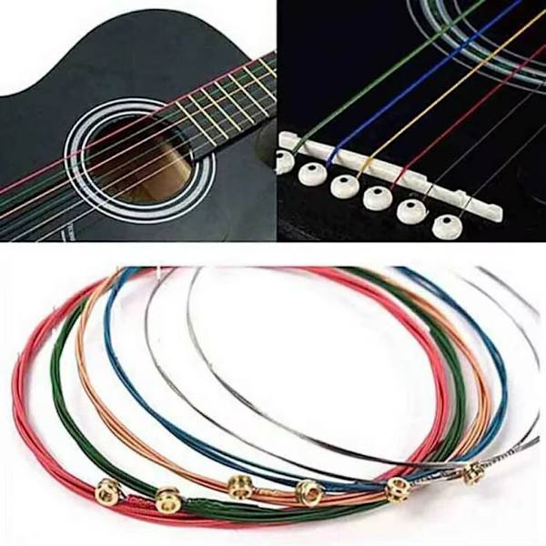Miwayer Set med 6 akustiska gitarrsträngar E-A regnbågsfärger för folklig akustisk gitarr klassisk gitarr