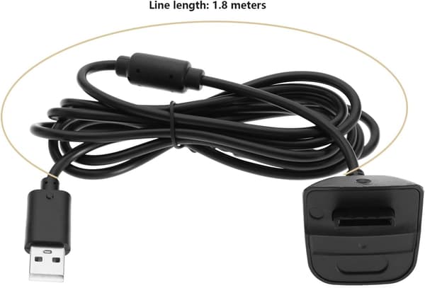 2 stk. USB-opladningskabel-erstatning kompatibel med Xbox 360/360 Slim controller opladerkabel tilbehør sort