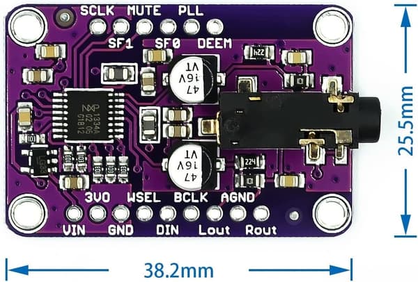 DLOETT UDA1334A DAC-modul CJMCU-1334 UDA1334A I2S DAC Audio Stereo Decoder Modulkort för Arduino 33V - 5V