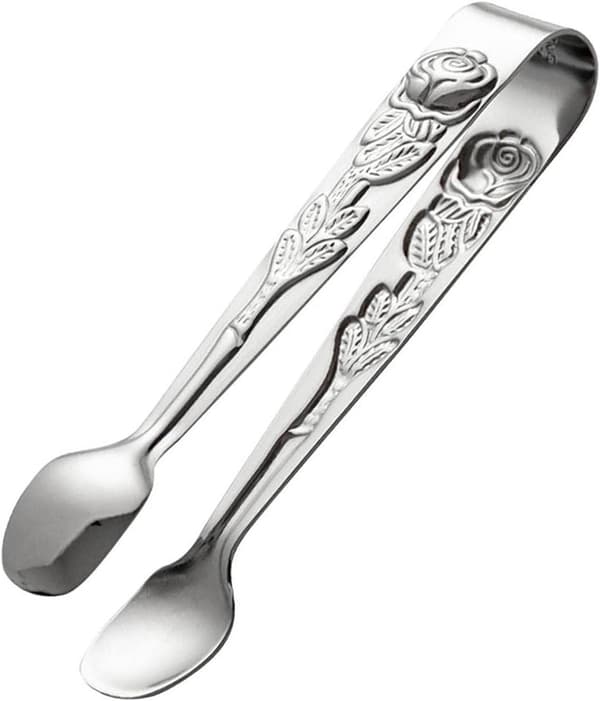 Mini sockertång - U-formad istång, rostfritt stål, silver, 4 tum