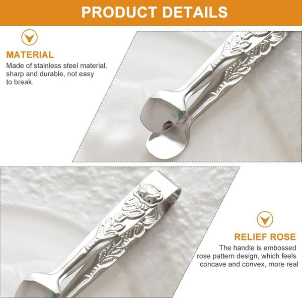 Mini sockertång - U-formad istång, rostfritt stål, silver, 4 tum