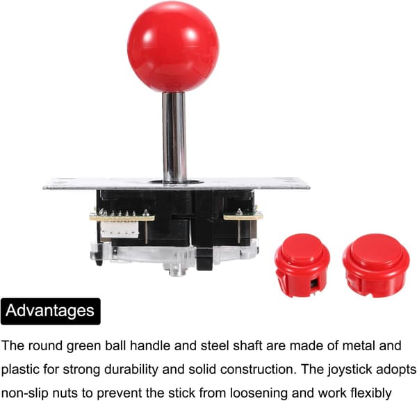 PC Joystick DIY Kit Arkadspel Joystick DIY Delar Arkadknapp ABS 5 Pin för PC Klassisk Arkad Röd