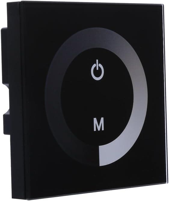 Tch DC12-24V LED Dimmer Touch Panel Switch Controller för enfärgad LED-ljuslist med väggfäste (svart)