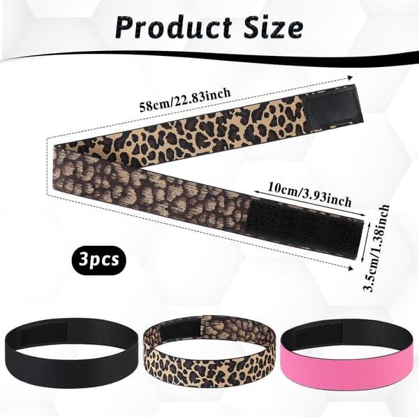 3 st elastiskt perukband för spetsfrontsäkerhet justerbart smältband för att lägga kanter halkfritt grepp (leopard)