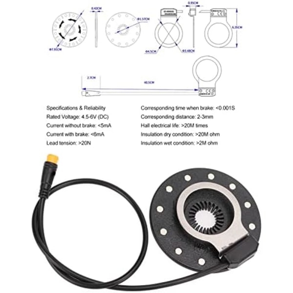 Drfeify Elcykel Assistanssensor E Cykel Pedalsensor 12 Magneter Elcykel Pedal PAS System Assistent Sensor för Elcykel