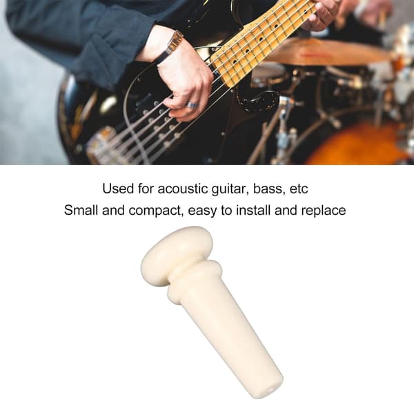 Akustisk gitarr ändstift plast gitarr ändstift knapp ersättningsknapp för remfästning (vit)