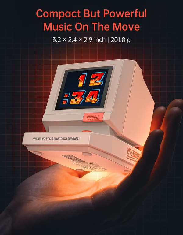 Divoom MiniToo Retro Bluetooth-högtalare Bärbar Pixel Display Speldosa Retro Datorstil Högtalargåva