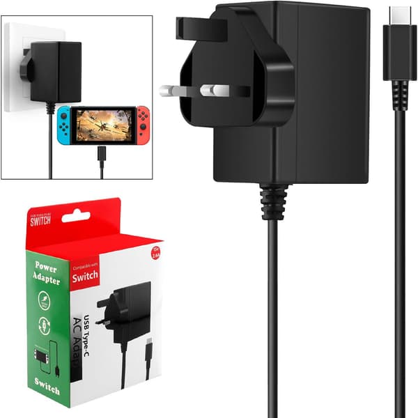 Snabbladdare för Switch/Switch OLED/Switch Lite Switch AC-adapterkabel kompatibel med Switch och Switch Pro-kontroller Stöder TV-läge1