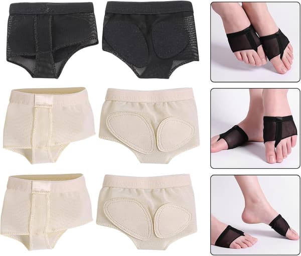 3 par fotstringar för dansflickor, andningsbara tåstringar för dans
