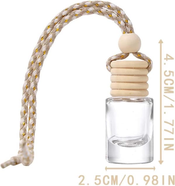 5 st luftfräschare, flaskor, påfyllningsbar parfym eterisk olja diffusor tom glas bilhängande diffusor för bil hem kontor, 5 ml