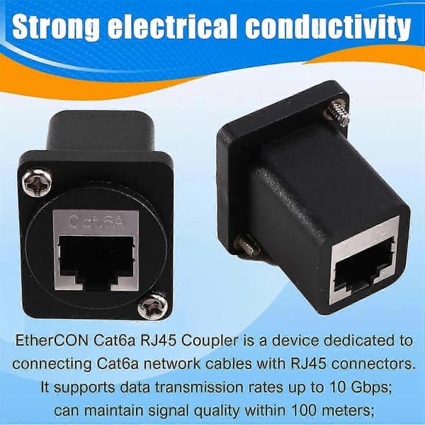2 st Ethernet GigE RJ45 Cat 6A EtherCON Feedthru Modulär Panelkontakt för Switchcraft EH-serien N