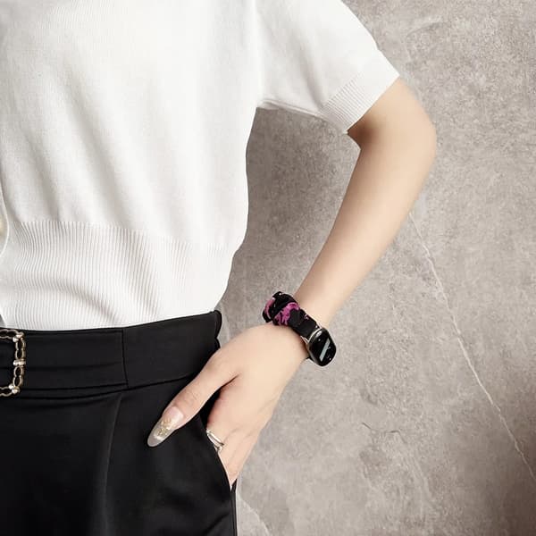 Elastisk nylonarmbånd til Xiaomi Smart Band 9/ Mi Band 8, udskiftelig scrunchie-rem, strækbar urrem til kvinder