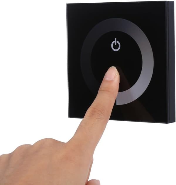 Tch DC12-24V LED Dimmer Touch Panel Switch Controller för enfärgad LED-ljuslist med väggfäste (svart)