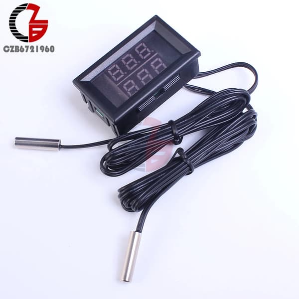 3-siffrig 0,28 tum DC 4V-28V dubbeltermometer dubbel LED-display NTC vattentät sensor termisk termometer 5V 12V 24V tem testare