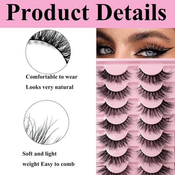 7 par lösögonfransar, Wispy False Fox Eye som ser ut som extensions, 3D-fransar, mjuka remsfransar, förpackning