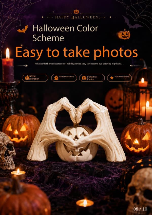 Halloween-pumpa-tema dekorationer (hjärtpumpahuvud)