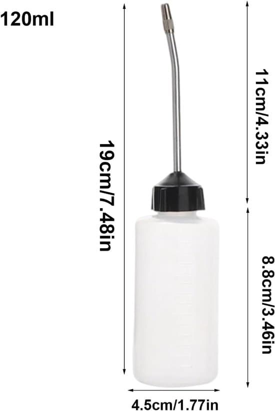 Oliedispenser - Symaskineoliepen - Broderimaskineolieflaske - 120 ml - Præcisionsapplikator med lang dyse - Metaldyse