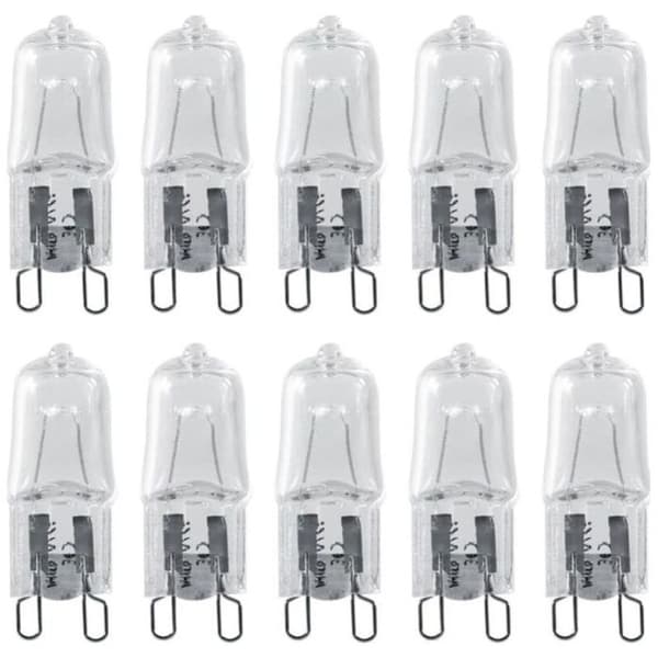 10-pack halogenlampor för ugn – klar, explosionssäker – G9 25W