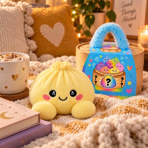 15 cm Mystery Rainbow Dumpling Plysdukke Squishy i Bambusdamperboks (blå) blue 5.9in