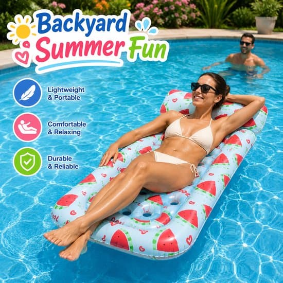 Pool Float - Oppustelig Luftmadras Pool - Vandmelon Lounger Float Med 21 Huller - PVC Vand Luftmadras Til Sommer og Ferie - 160 x 72 cm